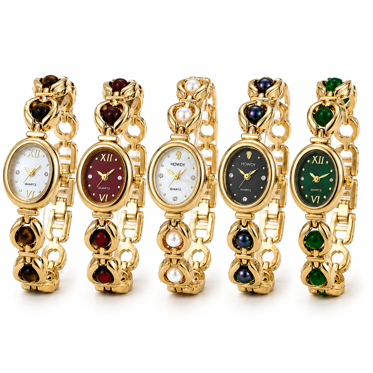 Reloj Joya de Cuarzo con Cadena Dorada