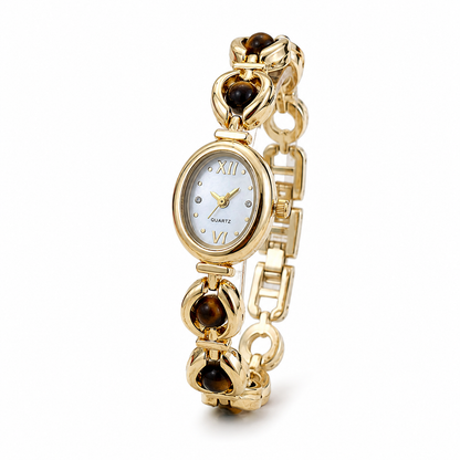 Reloj Joya de Cuarzo con Cadena Dorada